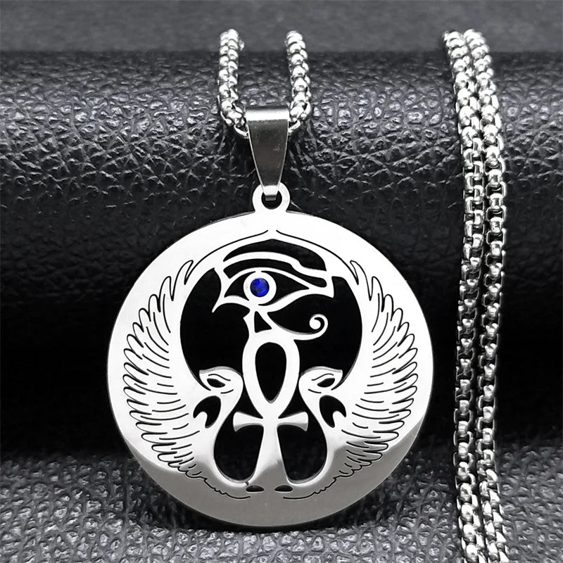 Hamsa Ankh Eye of Horus Pendant Necklace