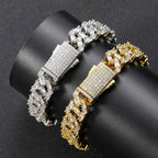 Iced Out Cuban Link Choker Necklace — Two-Tone Square CZ