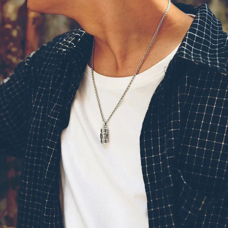 925 Silver Six Character True Word Pendant national style Can Open The Gawu Box Necklace for Men and Women Jewelry Rotatable