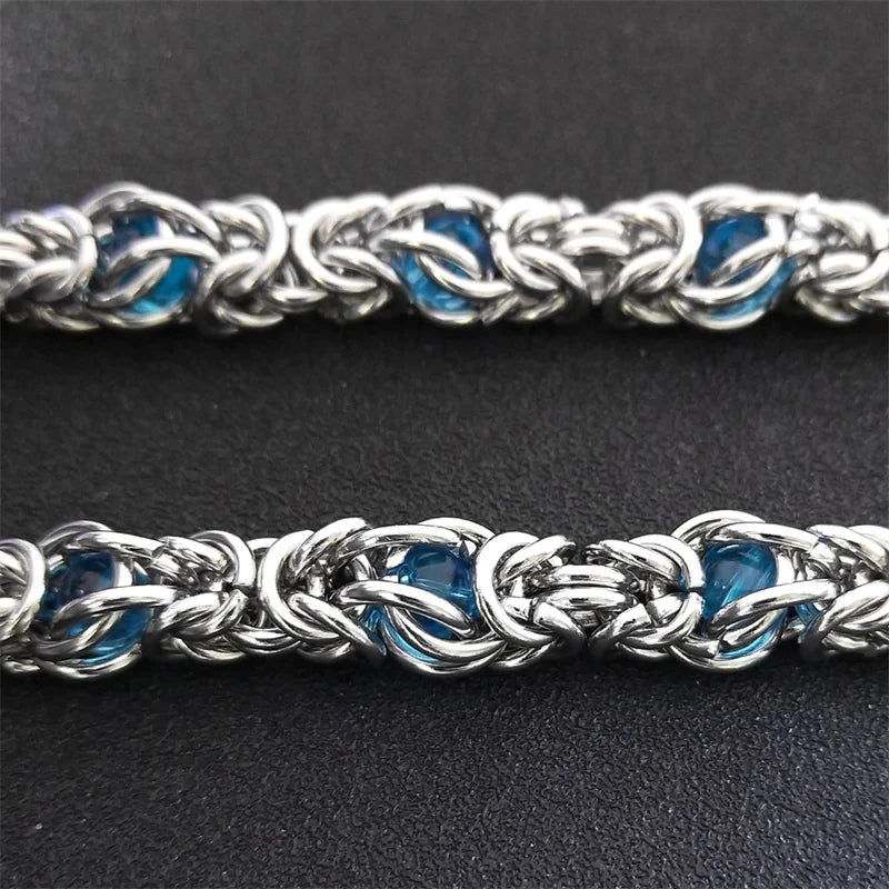 Trendy Byzantine Link Chain for Men Boys Stainless Steel Silver Color Think Necklace Biker Male Party Gift Jewelry