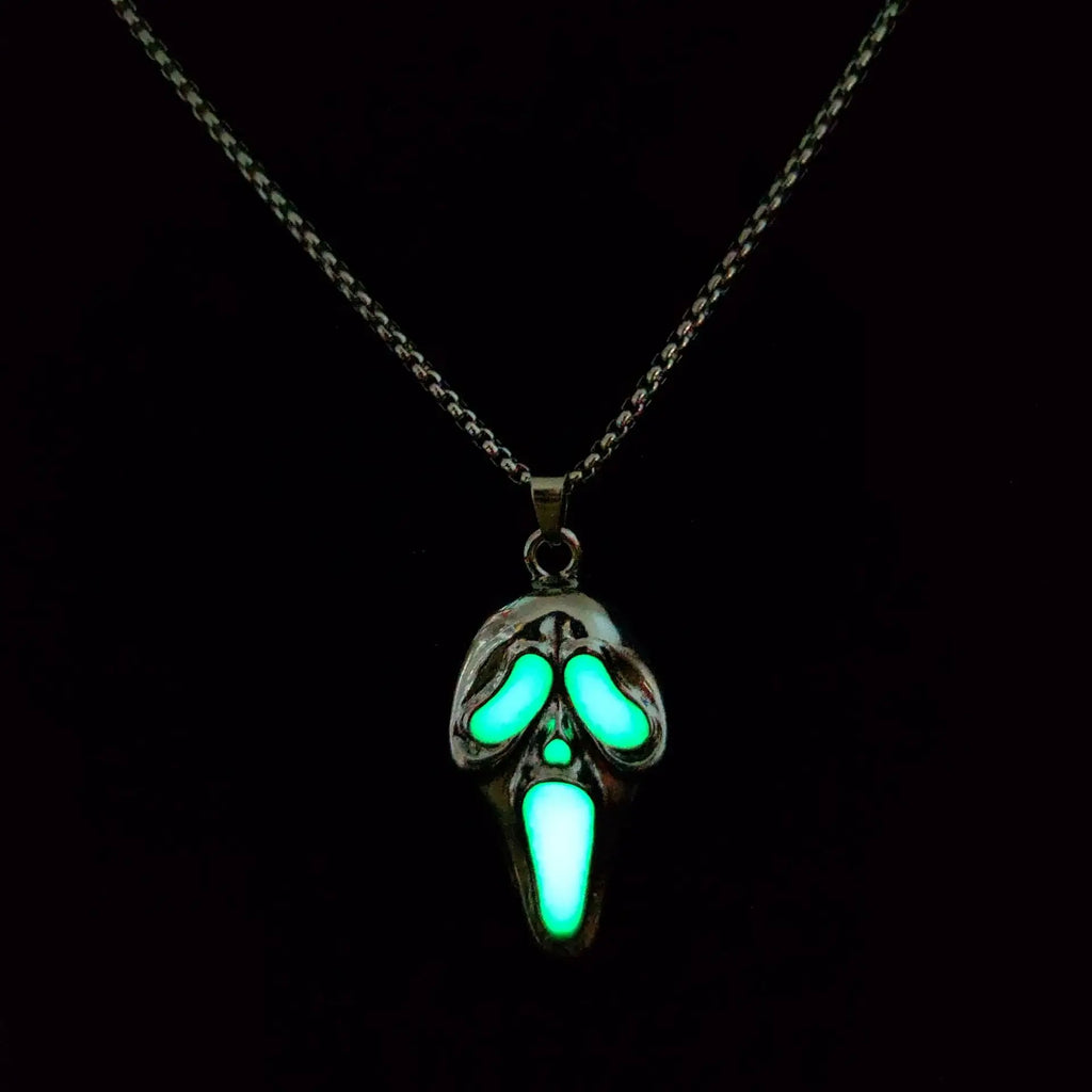 European and American street hip hop popular exaggerated skull luminous mask pendant, trendy man personality neckla