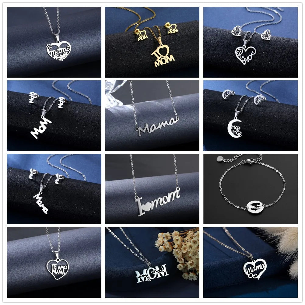 Mama Letter Pendant Necklace — Minimal