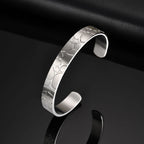 Minimalist Style Open Bangle Bracelet, 10mm Wide Brushed Finish Adjustable Stainless Steel Cuff Jewelry Gift for Men