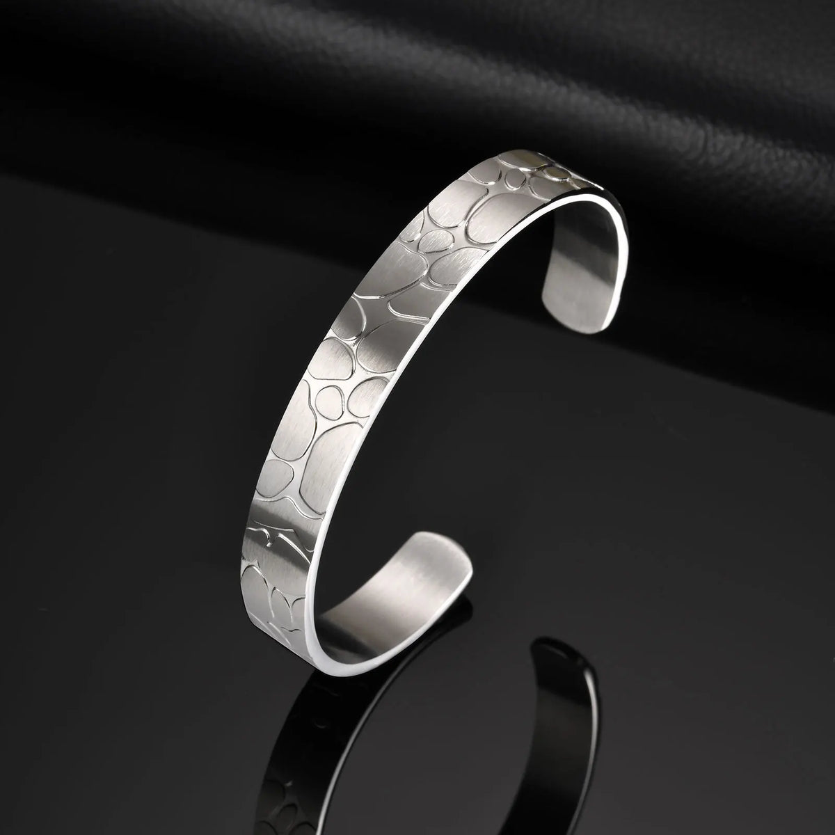 Minimalist Style Open Bangle Bracelet, 10mm Wide Brushed Finish Adjustable Stainless Steel Cuff Jewelry Gift for Men