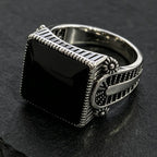 European and American new fashionable retro simple domineering black drip hollow engraving men's ring