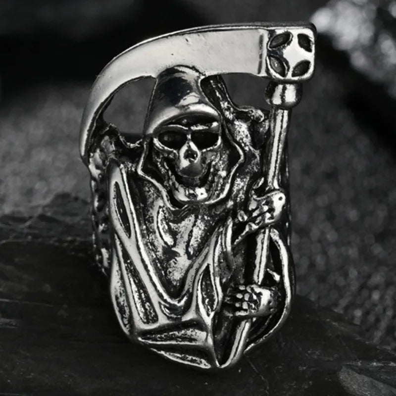Vintage Goth Black Cross Open Ring for Men Women — Black-Tone
