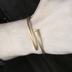 Fashion Stainless Steel Nail Bangle Bracelet for Men Women Punk Style Metal Geometric Rivet Charms Bangle Wrist Jewelry