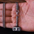 Multi Style Beaded Viking Thor's Hammer Pendant Necklace Stainless Steel Necklace Men Biker Mjolnir Amulet Jewelry