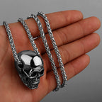 Black Gothic Skull Pendant Necklace — Stainless