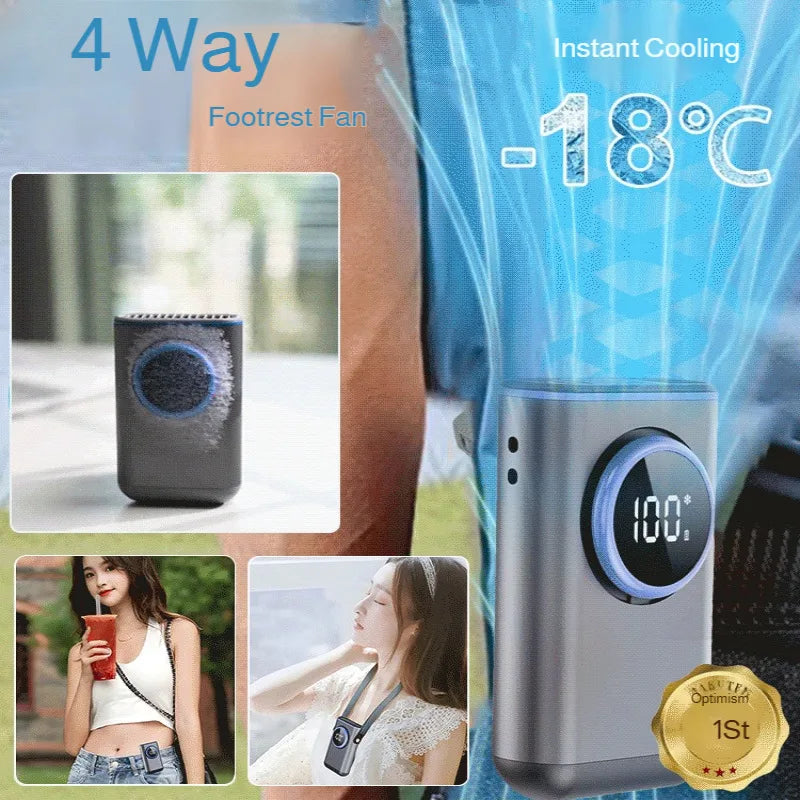 Portable 3 in 1 Handheld Fan Rechargeable Hanging Neck Fan Backpack Waist Hanging Fan with Adjusted Lanyard for Outdoor