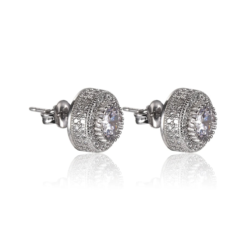 Iced Out Dollar Sign Stud Earrings Stainless Steel