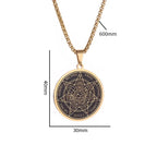 Stainless Steel Solomon Religious Seven Archangels Compass Pendant Necklace Men's Retro Lucky Amulet Jewelry