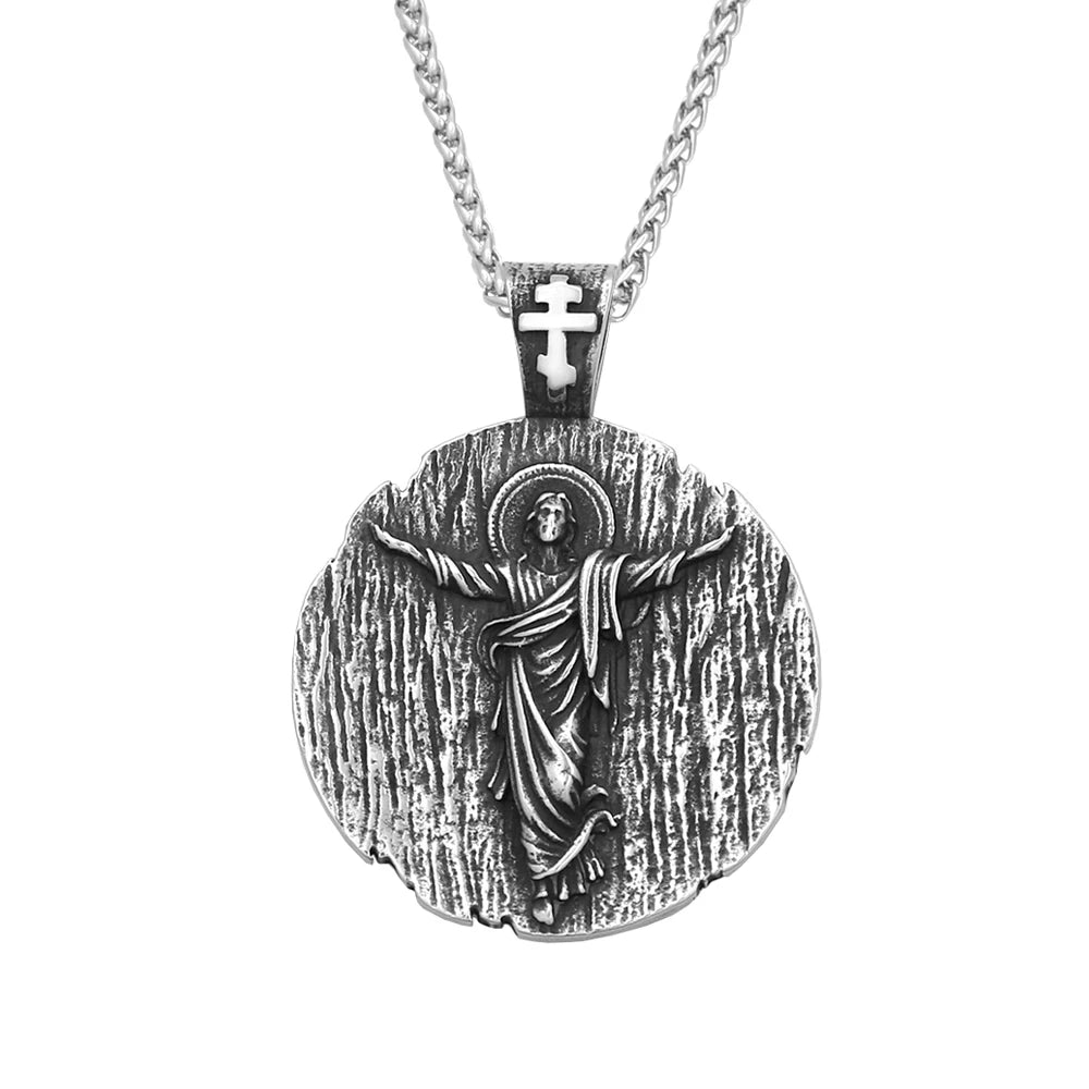 Vintage Jesus Cross Pendant — 316L Stainless Steel