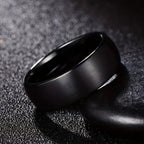8mm Comfort Fit Black Stainless Steel Ring Durable Classic Band Fashion Jewelry Gift for Men Teens Adults Daily Wear