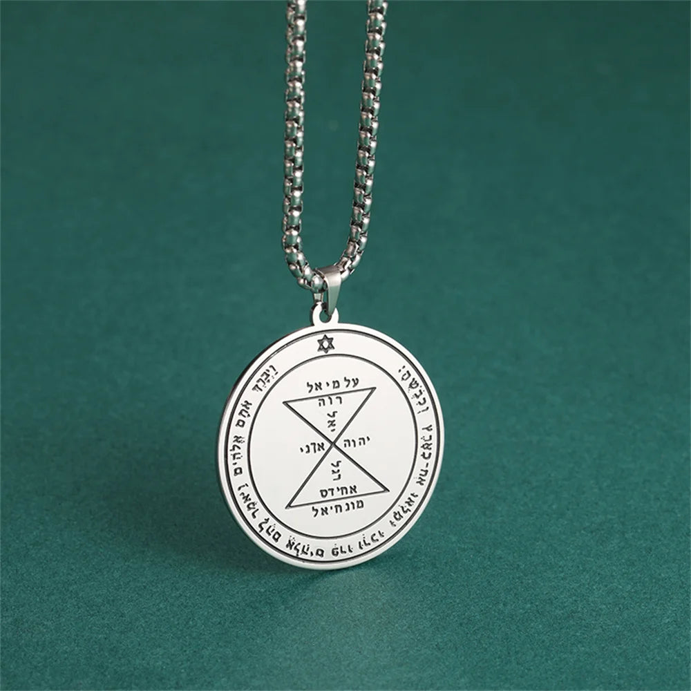 EUEAVAN Key of Solomon Necklace Double Side Third Pentacle of the Venus Protection Love Stainless Steel Necklaces Amulet Jewelry