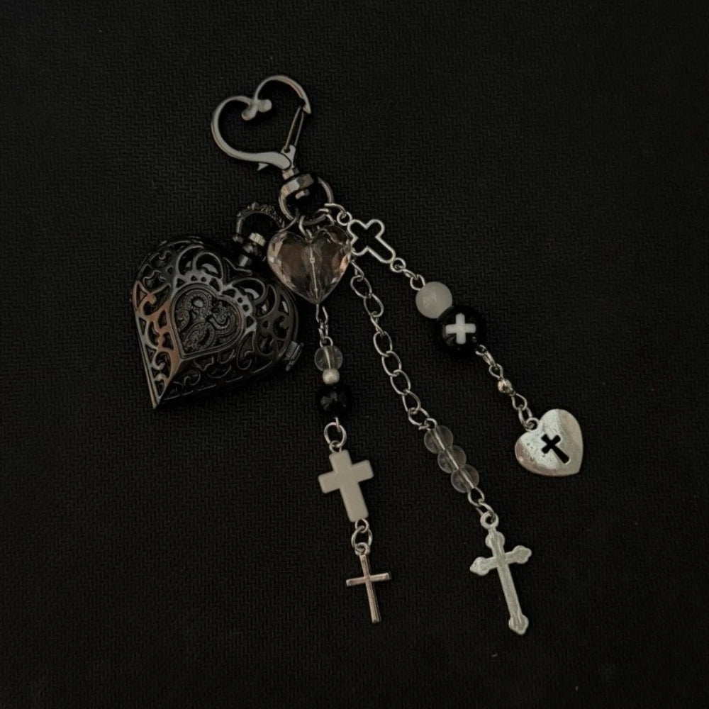 Original Hollow Heart Pocket Watch Chain keychain Design Steampunk Clock Vintage Necklace Pendant Jewelry Watch Men
