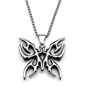 Fire Totem Butterfly Silver Chain Necklace
