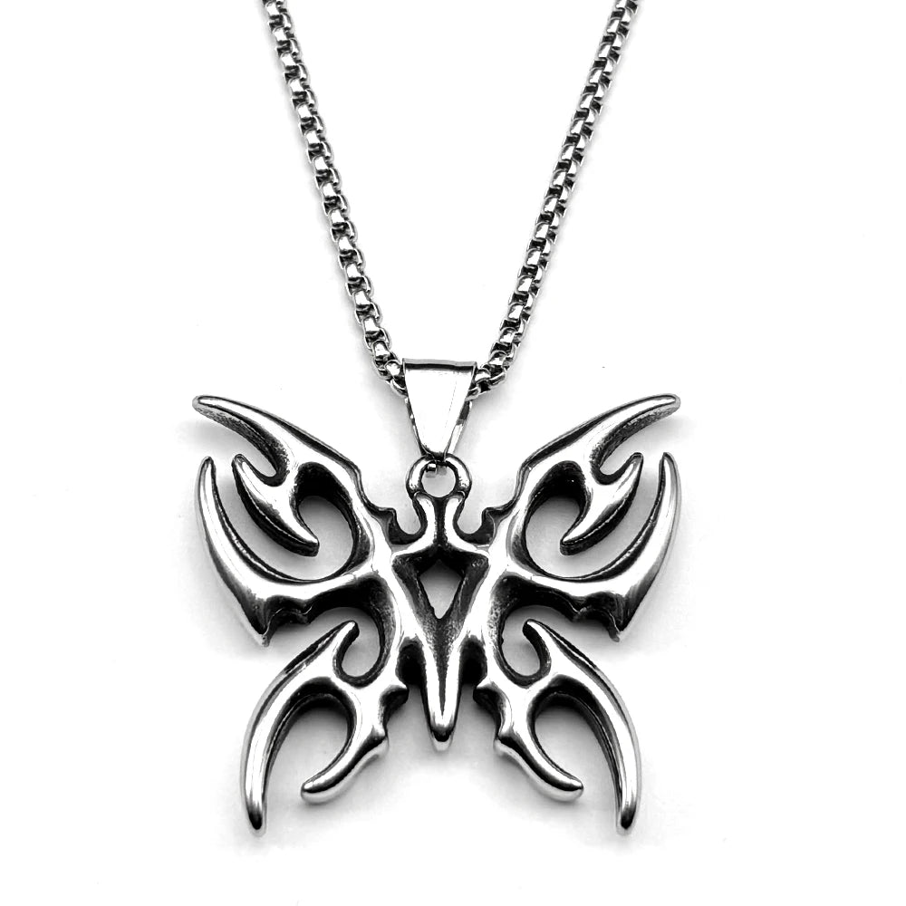 Fire Totem Butterfly Silver Chain Necklace