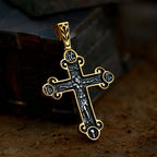 Jesus Cross Men's  Stainless Steel Crucifix Eastern Orthodox  Pendant Chain Necklace Jewelry BP8-515