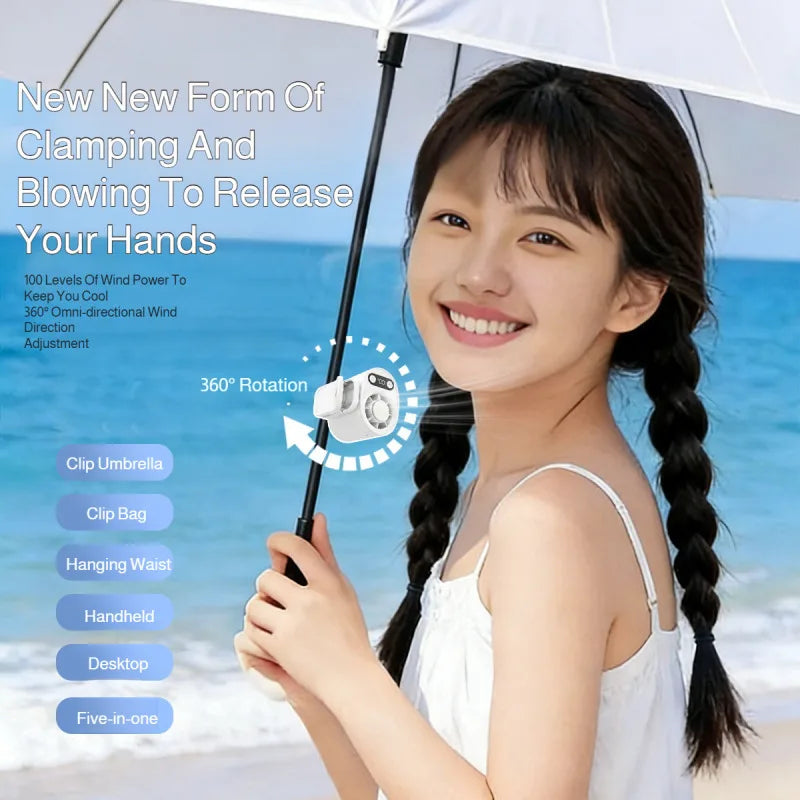Semiconductor Cooling Clip on Fan Intelligent Digital Display 100 Adjustable Speeds Portable USB Desk Fan for Home