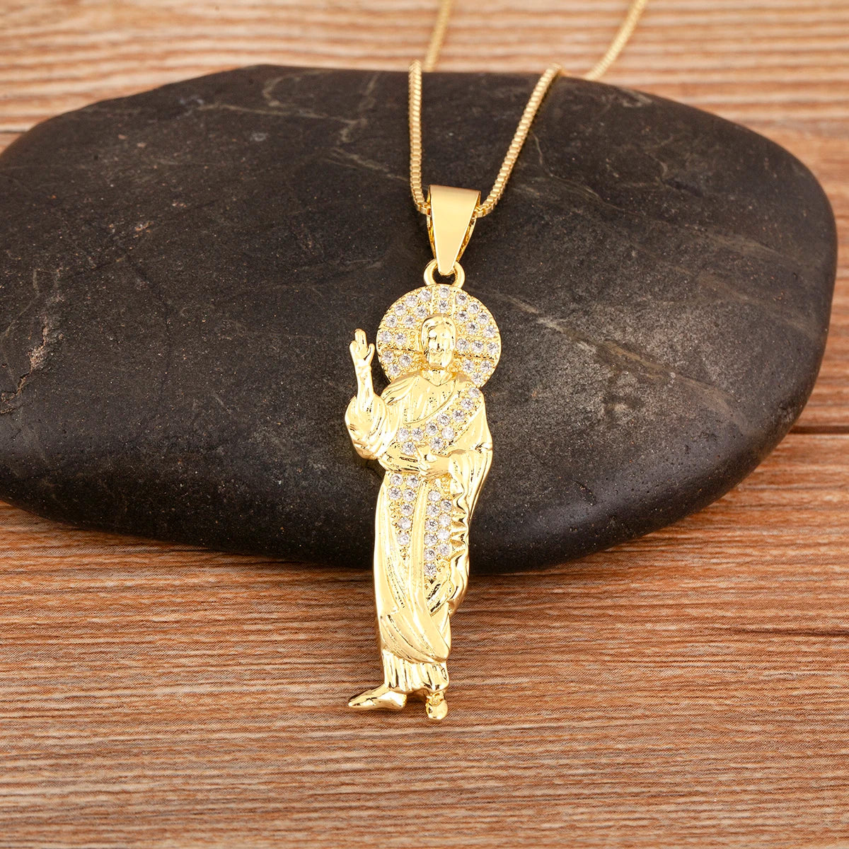 Iced Out Virgin Mary Pendant Necklace