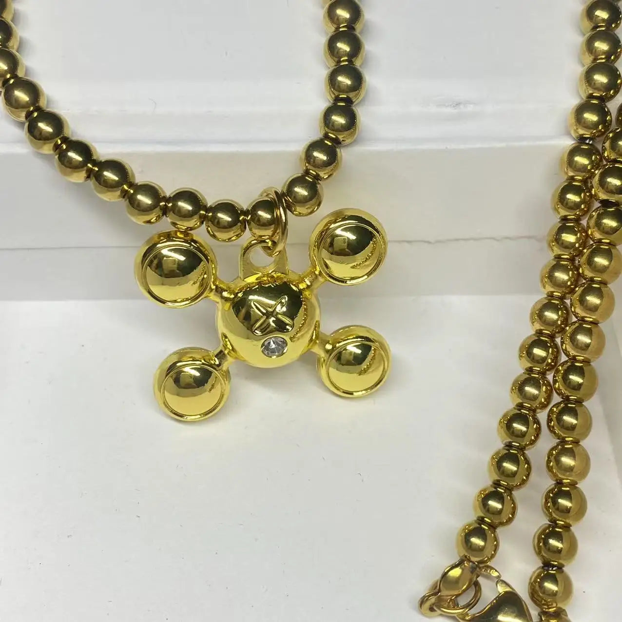 Hip-hop Style Stainless Steel Round Bead Chain, Rapper Necklace, a Niche Design Necklace Gift for Fashionable Men and Women