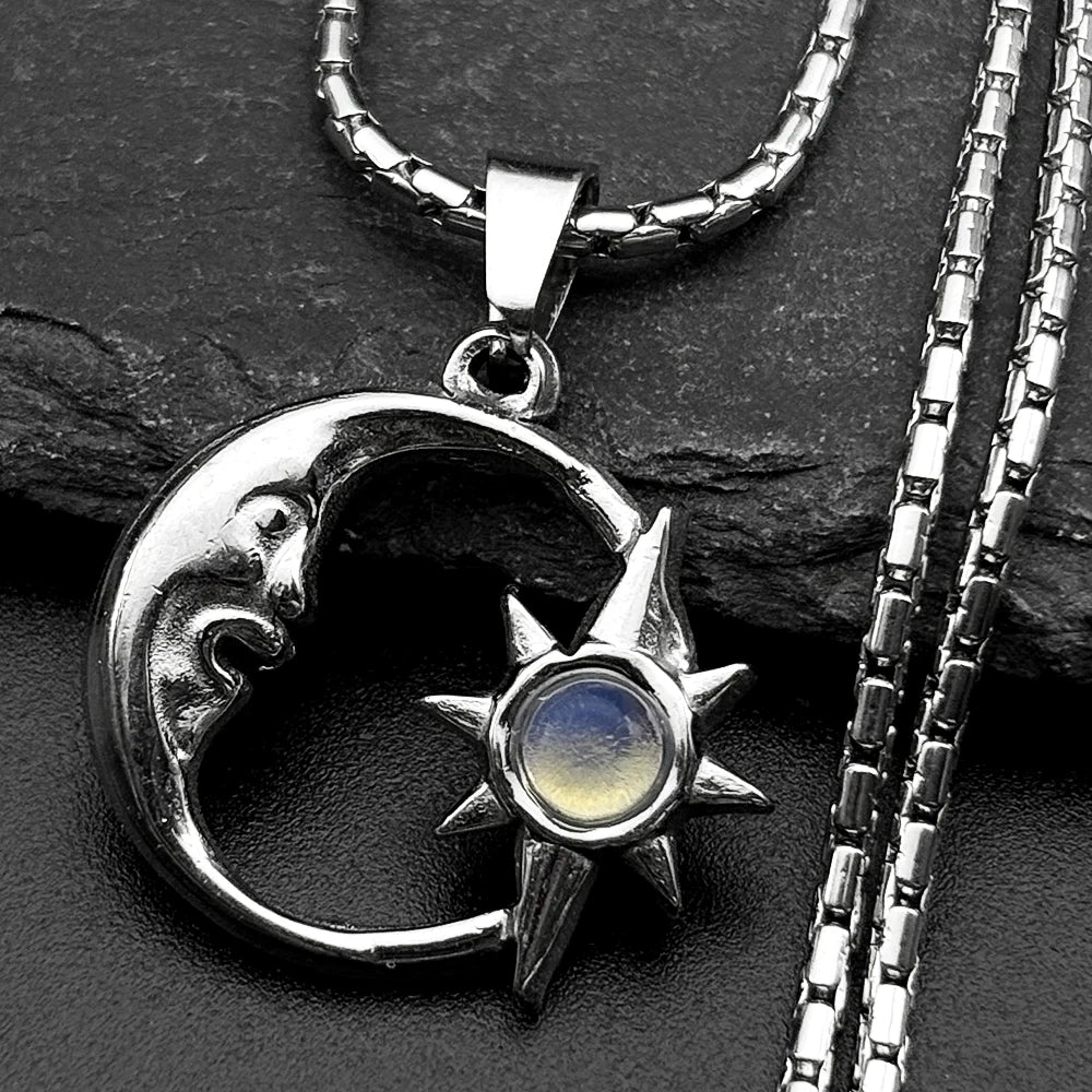 Moon Two-Tone Pendant Sun Goddess Opal Stone Spiritual