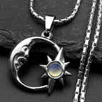 Moon Two-Tone Pendant Sun Goddess Opal Stone Spiritual
