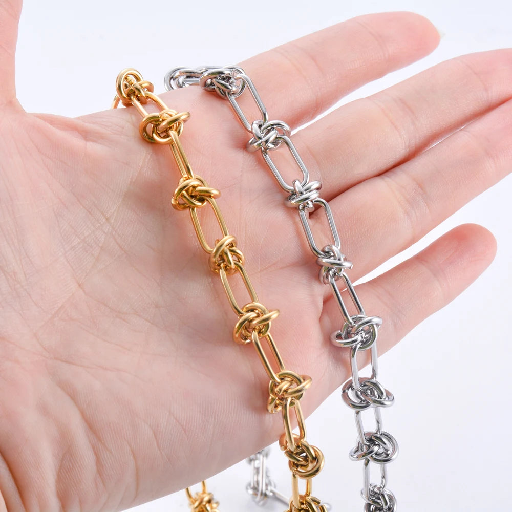 Knotted Twisted Link Chain Bracelet — Stainless Steel