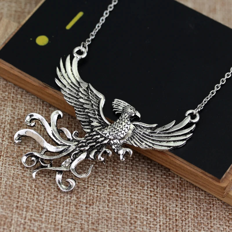 Phoenix Chinese Legend Undead Bird Pendant Necklace Paper Box  Set Halloween Easter Christmas Medieval Necklace Fawkes