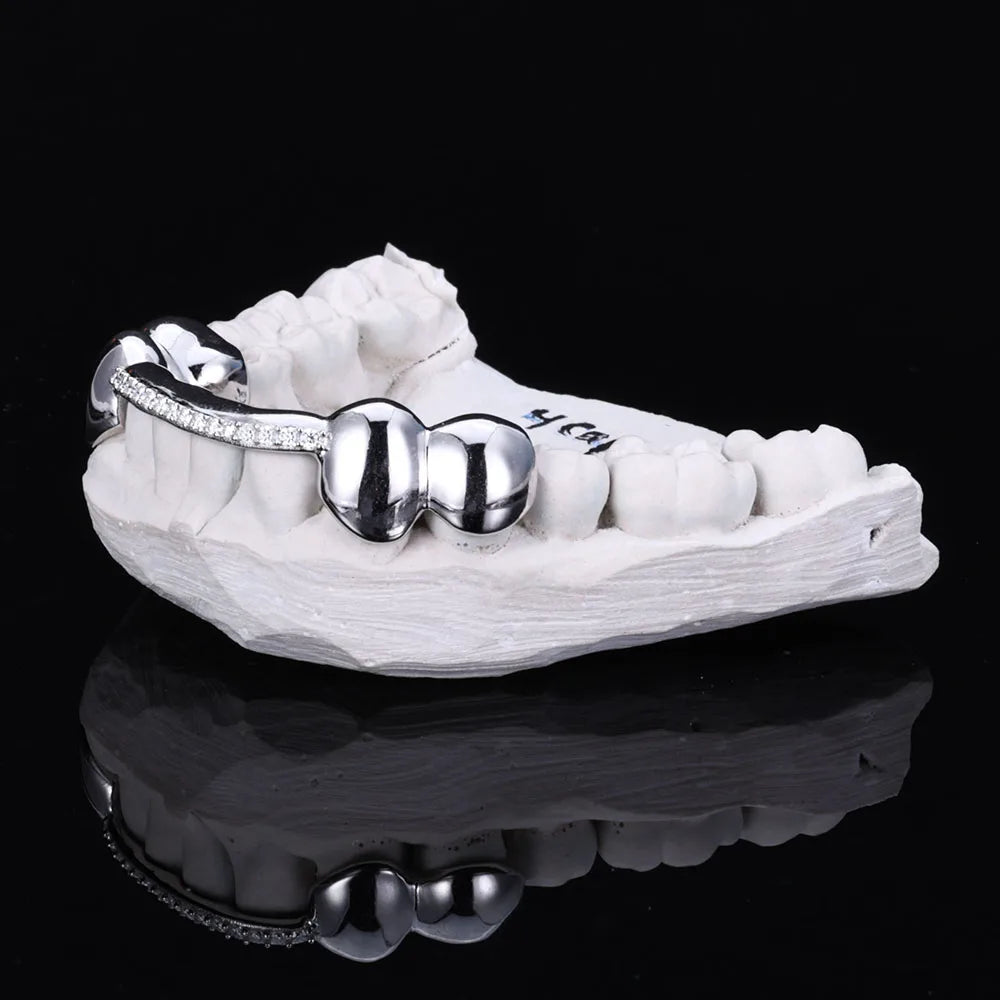 925 Silver VVS Grillz Iced Out Diamond 1-Row