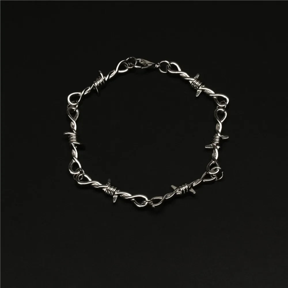 Unique, Stylish Men's Black Thorn Steel Color Hip-Hop Gothic Bracelet