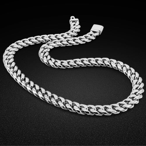 12mm Curb Cuban Chain Necklace — Silver