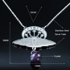 Bat Witchcraft Triple Moon Goddess Necklace Stainless Steel Women Silver Color Moth Necklace Jewerly Collar Mujer N3059S02