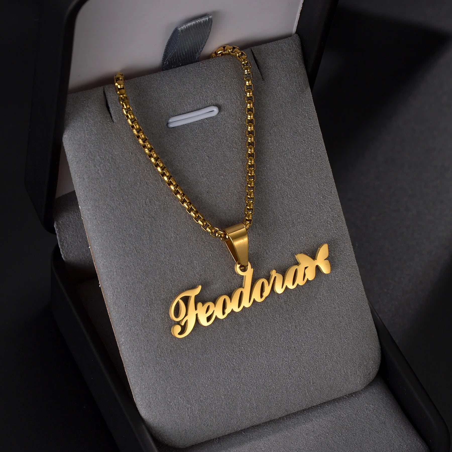 Customized Names Pendant Necklace Stainless Steel Personalized Jewelry Cuban Thick Chain for Men Women Detachable Necklace Gift