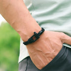 Hiphop Men Stainless Steel Bracelet with Detachable Buckle Nautical Wrap Braclet Bilayer Thread Bicycle Braslet Armband Herren