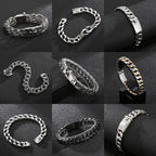 Man Bracelet Homme 12MM Wide Stainless Steel Curb Chain Charm Bracelets On Hand Bands for Men Vintage Mens Jewellery