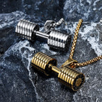 Go Fit Dumbbell Pendant Necklace — Stainless Steel