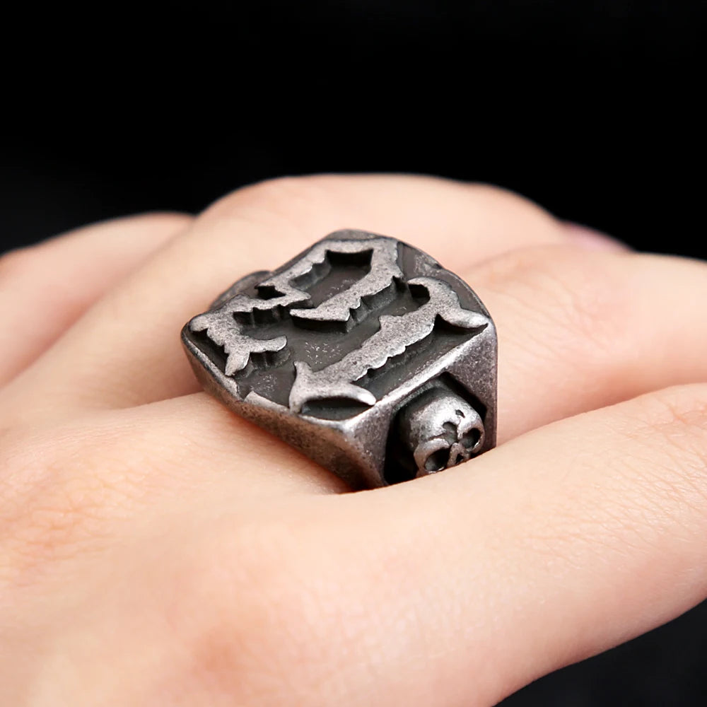 Skull Number Ring — 316L Stainless Steel