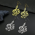 Two-Tone Earrings Hollow Musical Note Drop Lovers