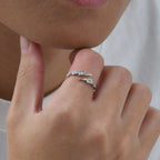 Iced Out Zircon Lightning Open Ring — Stainless Steel