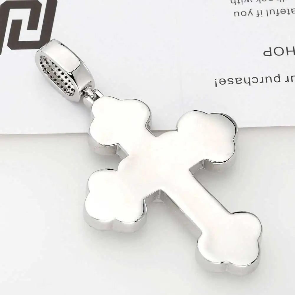 Iced Out Cross Pendant Necklace Stainless Steel