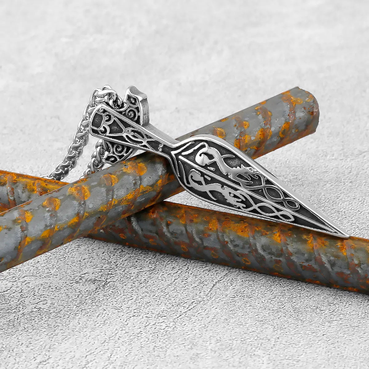 Viking Sword Spear Stainless Steel Pendant Necklace Men's Scandinavian Pirate Amulet Necklace Fashion Jewelry Gift
