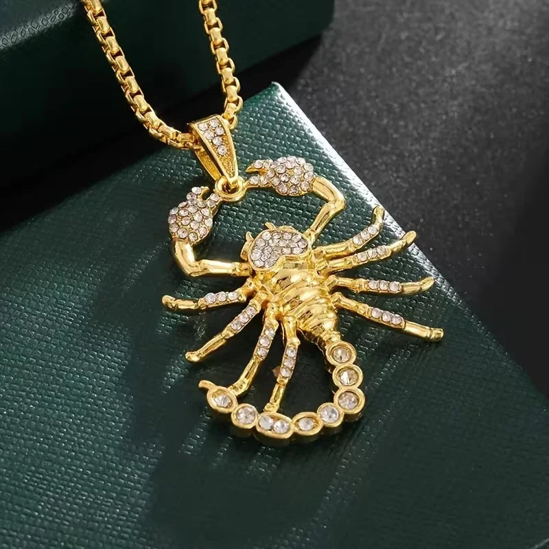 High Quality Zircon Scorpion Lobster Pendant Necklace, Hip Hop Rock Party Jewelry Accessories for Men Women