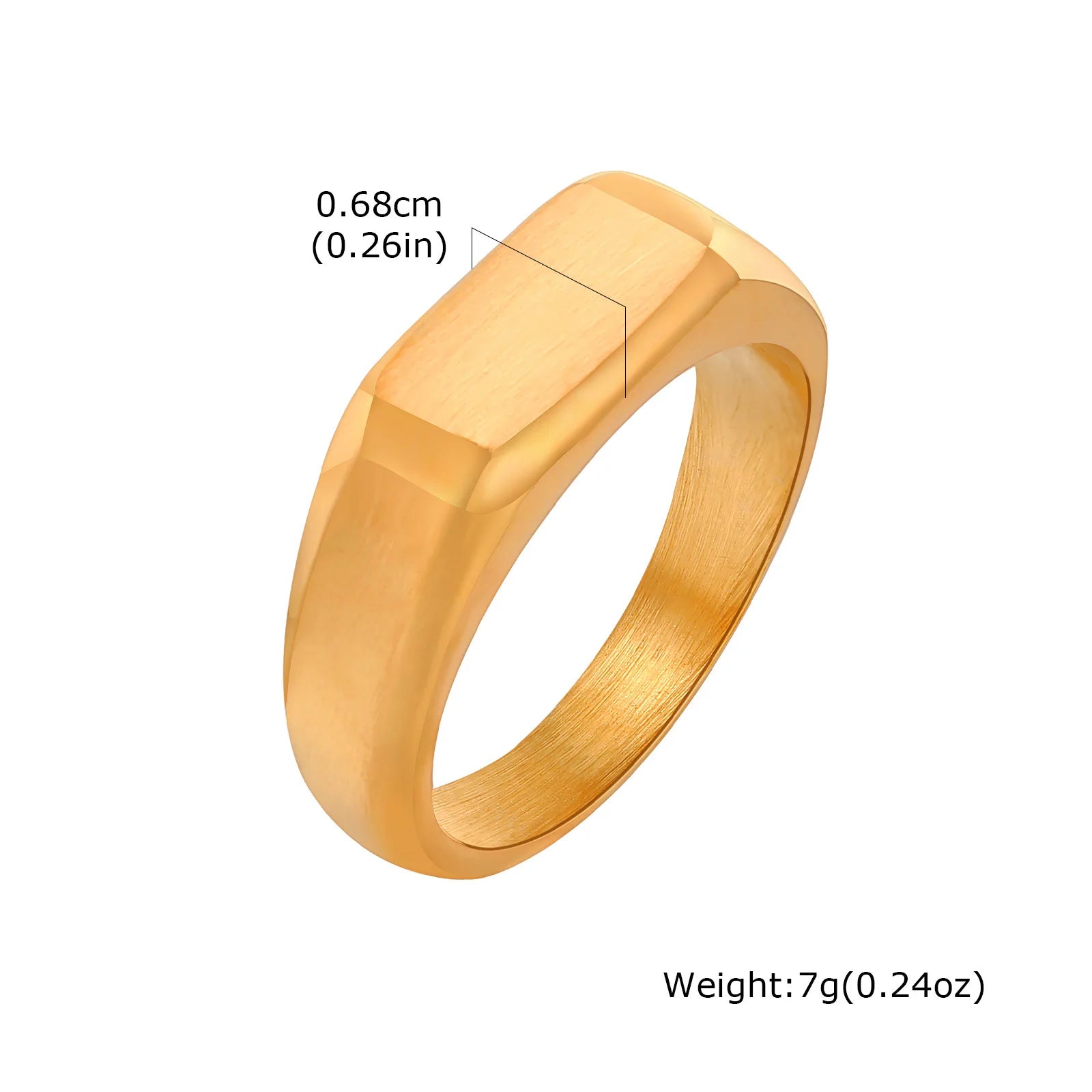 Gold Red Stone Signet Ring — Stainless Steel