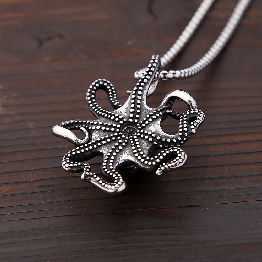 Fashion Punk High Quality Octopus Pendant Necklaces Stainless Steel Biker Hip Hop Animal Necklace For Men Creative