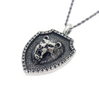 Lion Head Shield Pendant Necklace — Stainless Steel
