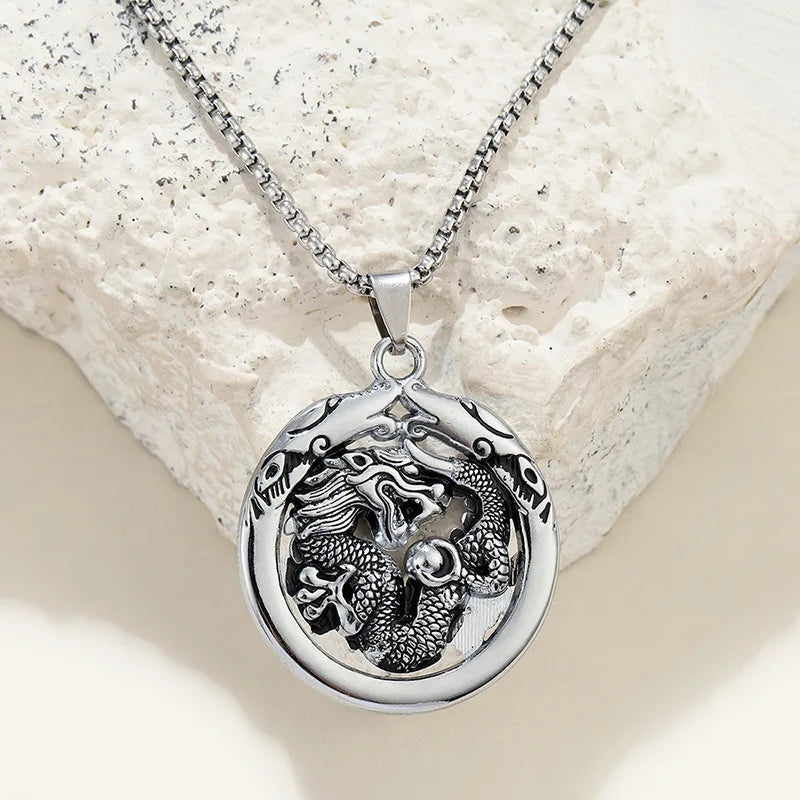 Dragon Zodiac Steel Pendant Chinese Style Retro
