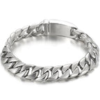 Man Bracelet Homme 12MM Wide Stainless Steel Curb Chain Charm Bracelets On Hand Bands for Men Vintage Mens Jewellery