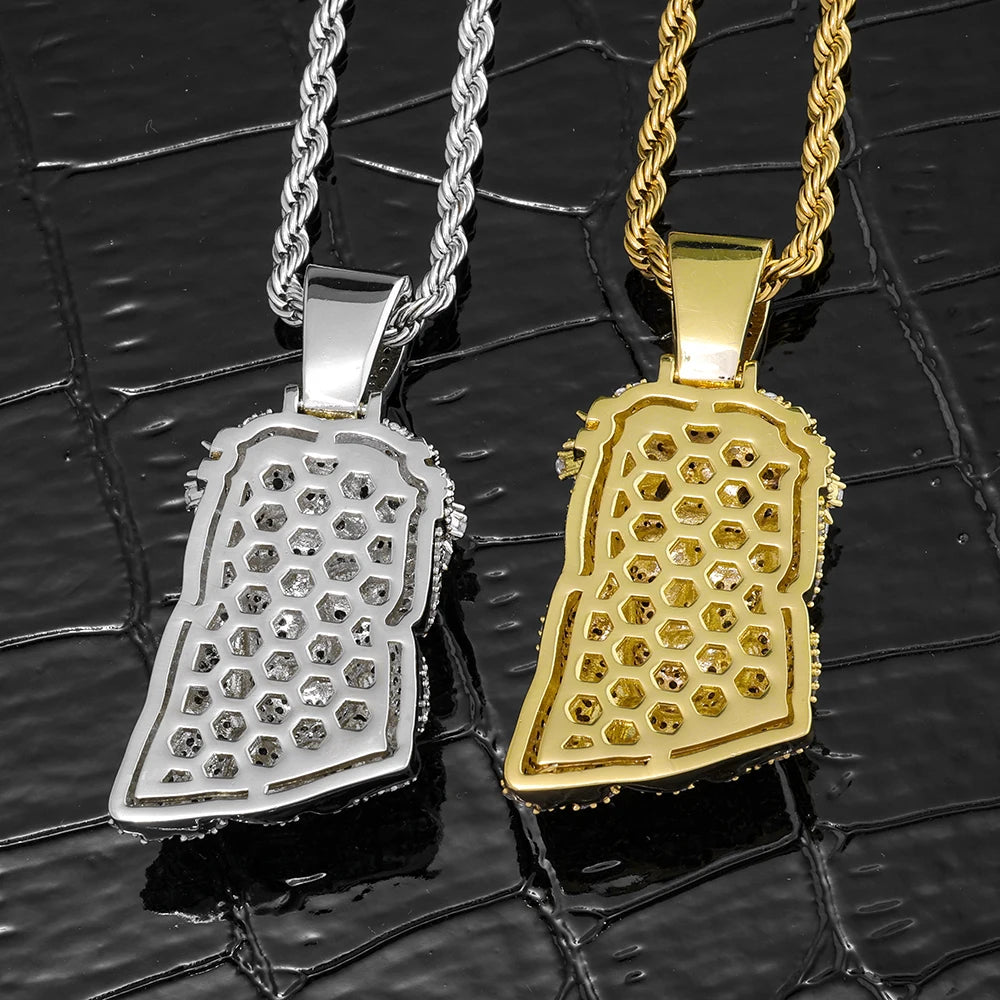 NUOYA Luxury Jewelry Iced Out Diamond Jesus Head Pendant 18K Gold Plated Micro Pave Zircon Hip Hop Pendant Jewelry Gift for Men